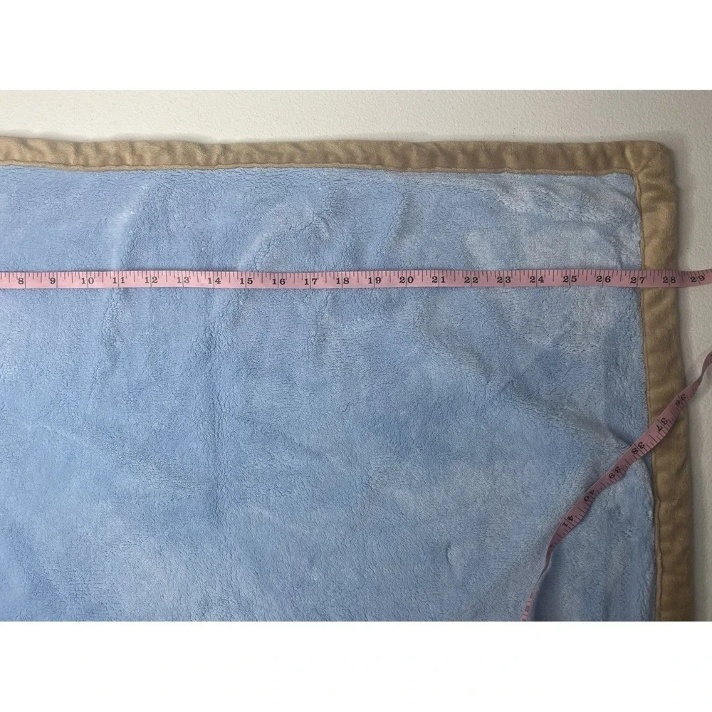 Small Wonders Dog Gone Cute Baby Blanket Blue With Brown Trim Soft! Hard To Find
